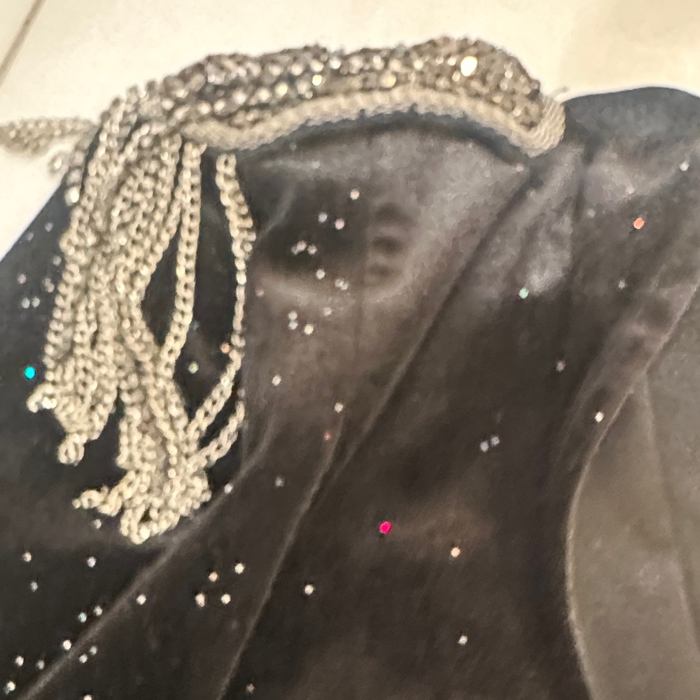 Zara Black Velvet Bodysuit with Silver Details - Picture 4 of 5